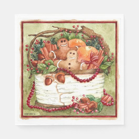 カントリージンガーブレッドバスケットナプキン スタンダードランチョンナプキン (正面)