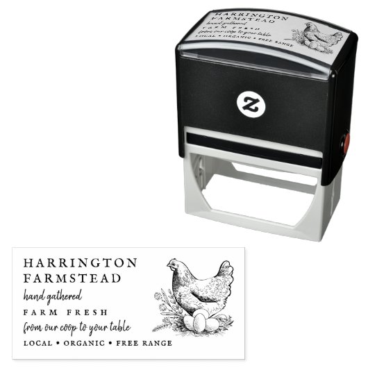 カントリースクリプトファミリーファームフレッシュエッグカートン セルフインキングスタンプ (インサイチュ)
