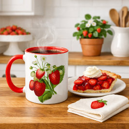 カントリースタイルのストロベリーパターン コーヒーマグ マグカップ