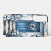 カントリースタイルの青いドアとデイジー – コテージコア SAMSUNG GALAXYケース (裏面横)