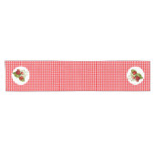 カントリースタイルイチゴと赤いギンガム ショートテーブルランナー (横)