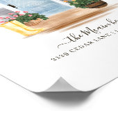 カントリースタイルウォーターカラーブルーヘリンボーンドア ポスター (角)