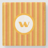 カントリースタイルオレンジモストライプのノグラム ストーンコースター (正面)