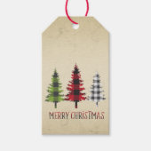カントリースタイルバッファロープレイドクリスマスツリー ギフトタグ (正面)