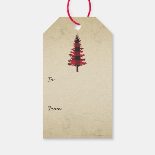 カントリースタイルバッファロープレイドクリスマスツリー ギフトタグ (裏面)