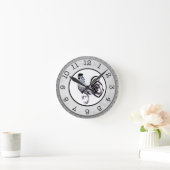 カントリースタイルブラックルースターラウンドウォールクロック ラウンド壁時計 (ホーム)