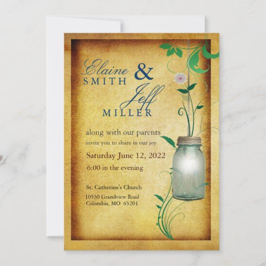 カントリースタイルメイソン·ジャしゃれているー 招待状 (正面)