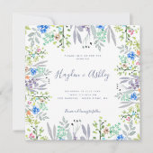 カントリースタイルモダンフローラ水結婚色 招待状 (正面)