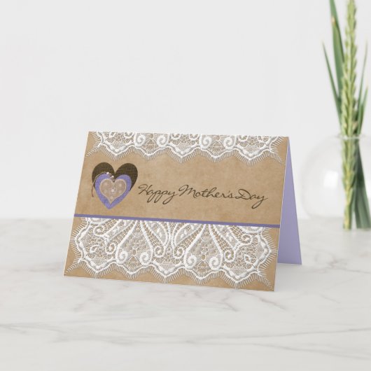 カントリースタイルレイシーマザーズデイカード付き/ハート シーズンカード (正面)