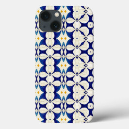 カントリースタイル枕クリームとブルー iPhone 13ケース