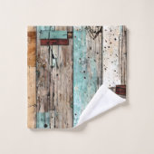 カントリースタイル絵を描ウッドキャビンアートデコール バスタオルセット (ウォッシュタオル)