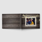 カントリーストリングライト木製の屋外の結婚素朴 ゲストブック (全面)