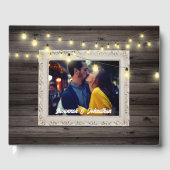 カントリーストリングライト木製の屋外の結婚素朴 ゲストブック (正面)