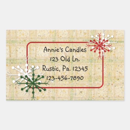 カントリースノーフレークカスタムステッカー 長方形シール (正面)