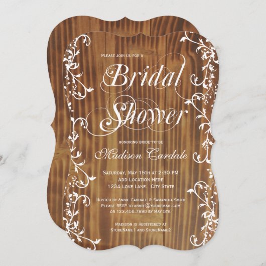 カントリースワールズウッ素朴ドブライダルシャワー招待状 招待状 (正面/裏面)