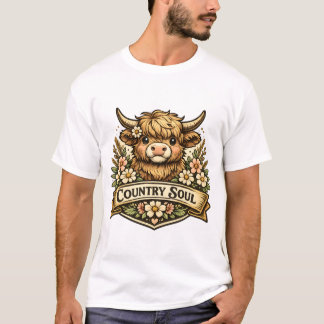 カントリーソウルのビンテージ風ハイランドコウ Tシャツ