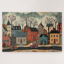 カントリータウン秋 – 水彩 ジグソーパズル