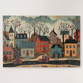 カントリータウン秋 – 水彩 ジグソーパズル