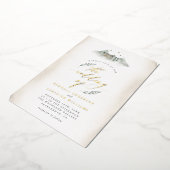 カントリータン葉ウォーターカラー&マウンテン結婚ズ 箔招待状 (回転した状態)