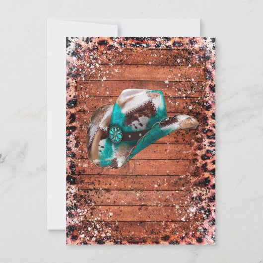 カントリーターコイズカウボーイブーツバチェロレッテ 招待状 (裏面)