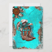 カントリーターコイズカウボーイブーツブライダルシャワー 招待状 (裏面)