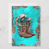 カントリーターコイズブーツウェディングシャワー招待状 (裏面)