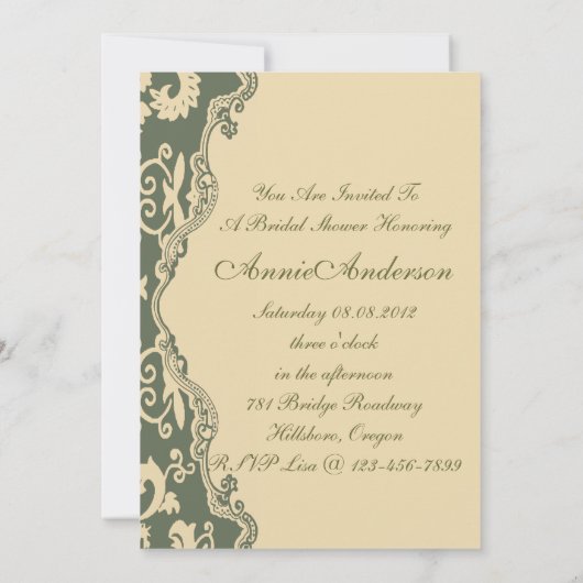 カントリーダマスクヴィンテージブライダルシャワー招待 招待状 (裏面)