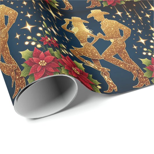 カントリーダンサーのクリスマス休暇の挨拶 ラッピングペーパー (ロールコーナー)
