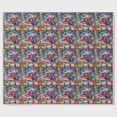 カントリーダンスカウボーイ女性のカーボーイサンタクリスマス ラッピングペーパー (フラット)