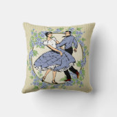 カントリーダンススクエアダンサー青(フローラ枠あり) クッション (裏面)