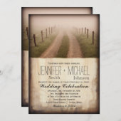 カントリーダートロード素朴フェンスのポスト結婚式の招待 招待状 (正面/裏面)