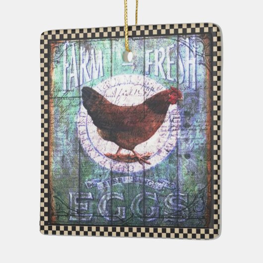 カントリーチキンファーム新鮮な卵エフエマラ セラミックオーナメント (左)