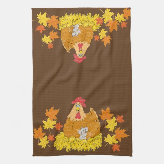 カントリーチキン、マウス、紅葉キッチンタオル キッチンタオル (縦)