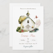 カントリーチャーチウォーターカラー結婚式招待状 招待状 (正面/裏面)