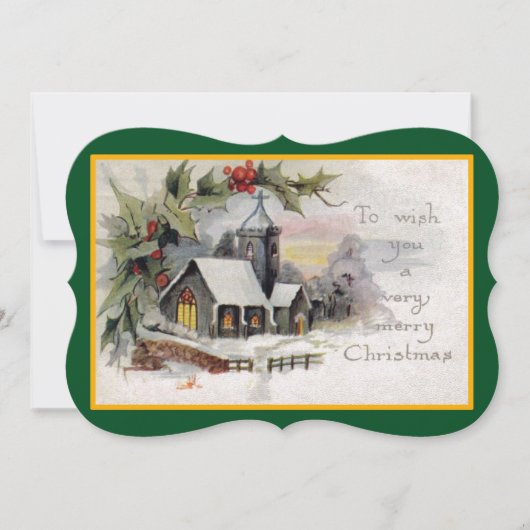 カントリーチャーチヴィンテージファンシークリスマス シーズンカード (正面)