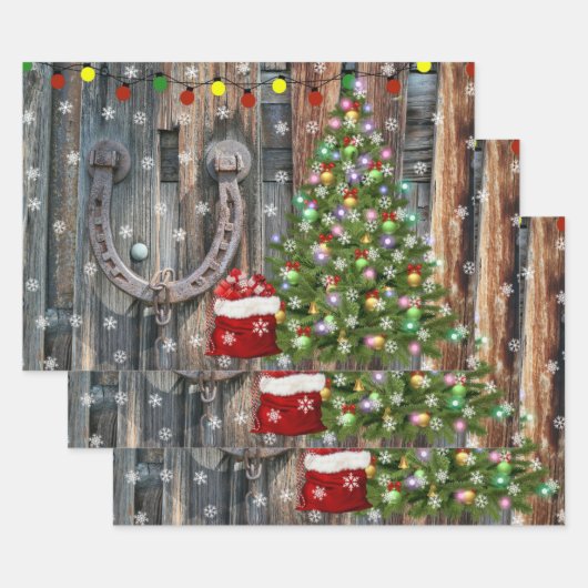 カントリーチャームクリスマス ラッピングペーパーシート (セット)