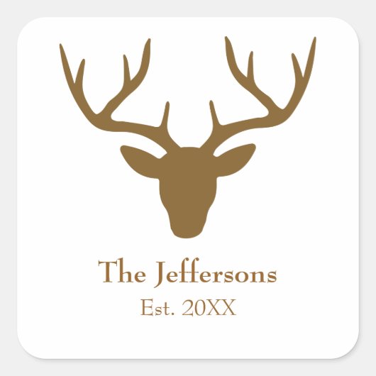 カントリーチャームディアアントラーファミリー名 スクエアシール (正面)