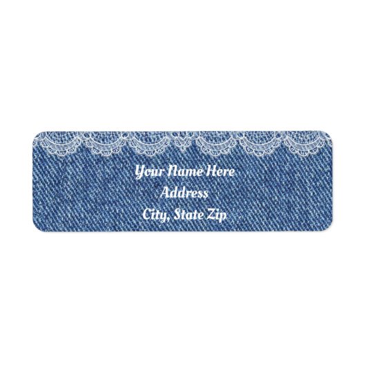 カントリーチャームデニムレース差出人住所ラベル ラベル (正面)