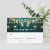 カントリーティール（緑がかった色）バーンウッドストリングライツ結婚ズ 出欠カード (スタンド正面)