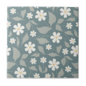 カントリーテイストなテール・セージ・ホワイトデイジーの花柄 タイル (正面)