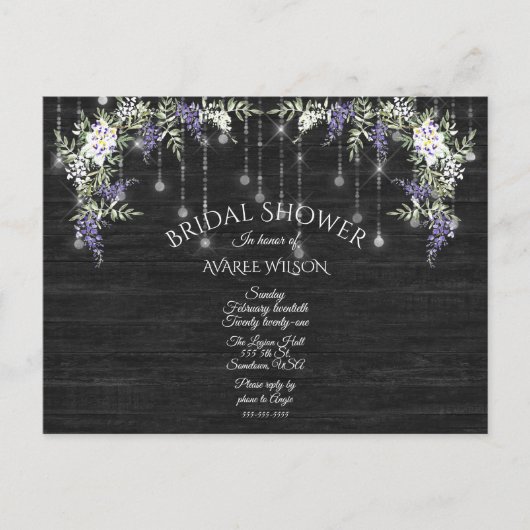 カントリーテイストのランタンと赤いバラのウェディングシャワー ポストカード (正面)