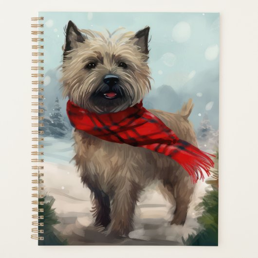 カントリーテリアの犬と雪のクリスマス プランナー手帳 (正面)
