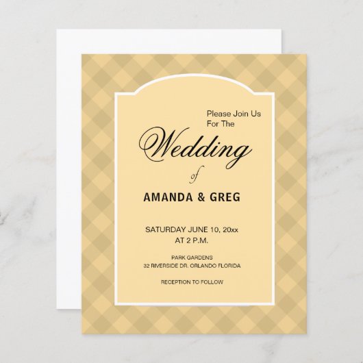 カントリーテーブルクロススタイル結婚式招待状 (正面/裏面)