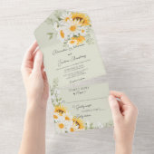 カントリーデイジーとヒマワリの緑 オールインワン招待状 (貼ってはがせる)