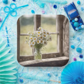 カントリーデイジーブーケ入り窓 ペーパープレート (パーティー)