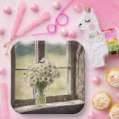 カントリーデイジーブーケ入り窓 ペーパープレート (パーティー)