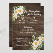 カントリーデイジー春素朴フラワーウェディング招待 招待状 (正面/裏面)