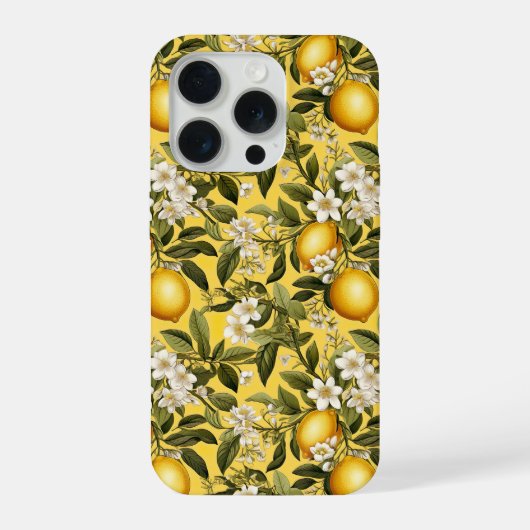 カントリーデザイン レモンパターン iPhoneケース iPhone 15 Proケース (裏面)