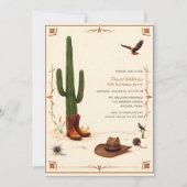 カントリーデザートテーマウエスタンカウボーイ誕生日 招待状 (正面)