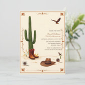 カントリーデザートテーマウエスタンカウボーイ誕生日 招待状 (スタンド正面)